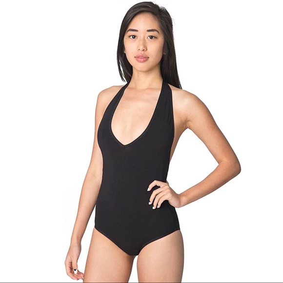 ASOS AA black tricot plunging halter swimsuit XS - Picture 6 of 8